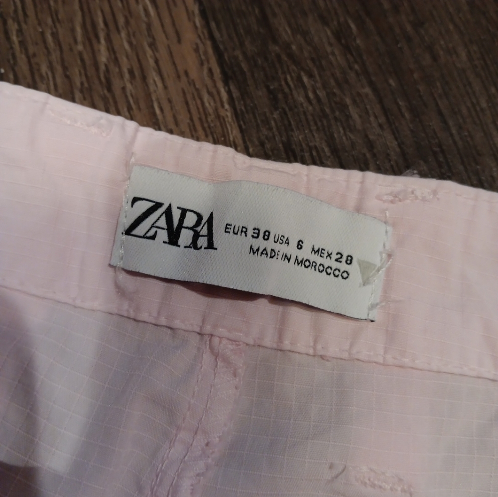 Zara Light Pink Trousers Cargo Pants Size 6 Semi New - Picture 3 of 4